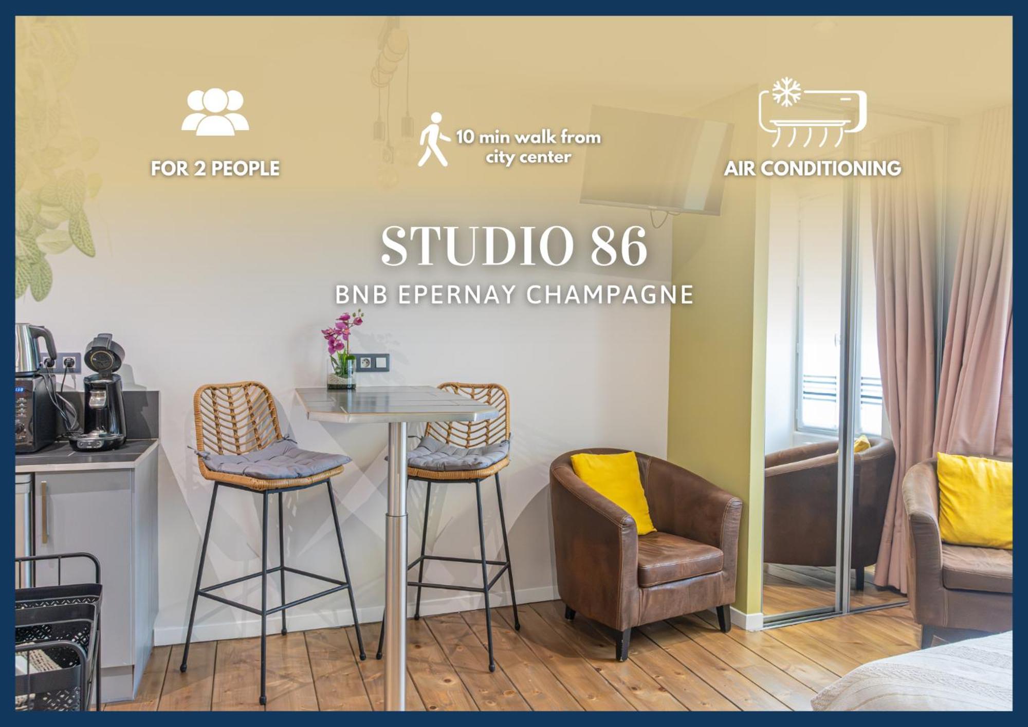 Studio 86 - Climatisation & Proche Centre-Ville- 2 Personnes - Bnb Epernay Exterior photo